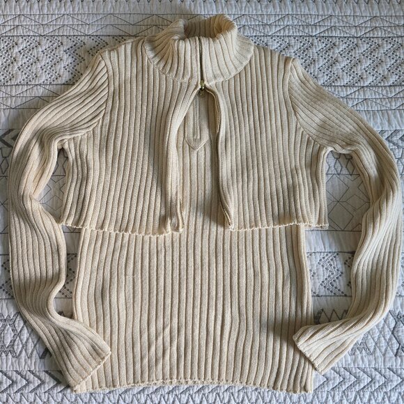 Mango Dual Layer Cable Knit Long Sleeve Sweater Size Med NWT - Picture 1 of 6